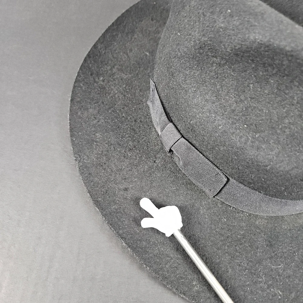Lack of Color Black Wool Fedora Hat 57cm - 12 1/2 Inch Wide Brim Bow Detail WEAR